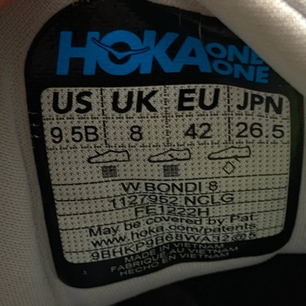 HOKA One Bondi 8 White Yellow Running Shoes Women's Sz 9.5 B